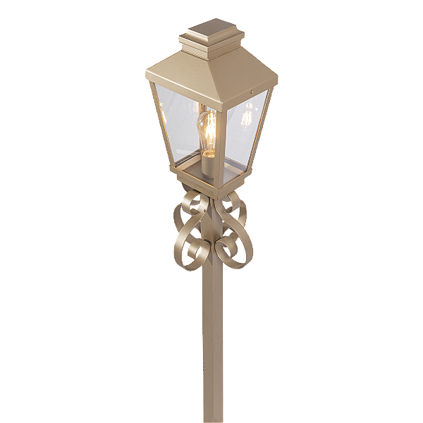 Poste Metal Domado 6510 Gold G E27 Filamento 23x177x18cm Alumínio e Vidro