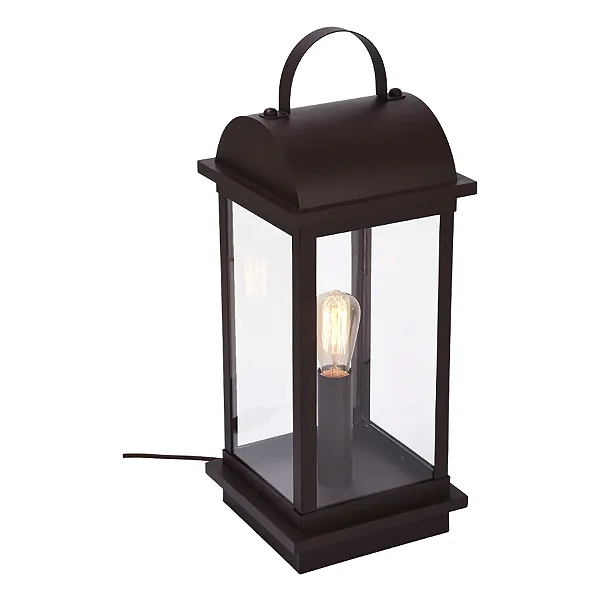 Lanterna Metal Domado 6235 Toscana Arc M E27 Filamento 25x64x25cm Alumínio e Vidro