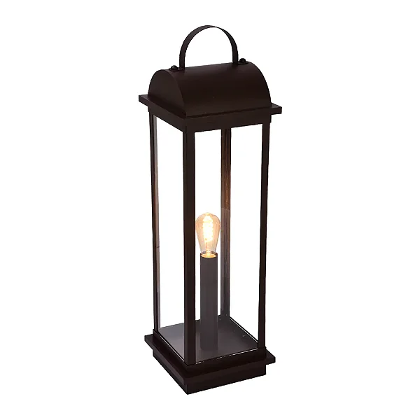 Lanterna Metal Domado 6236 Toscana Arc G E27 Filamento 25x86x25cm Alumínio e Vidro