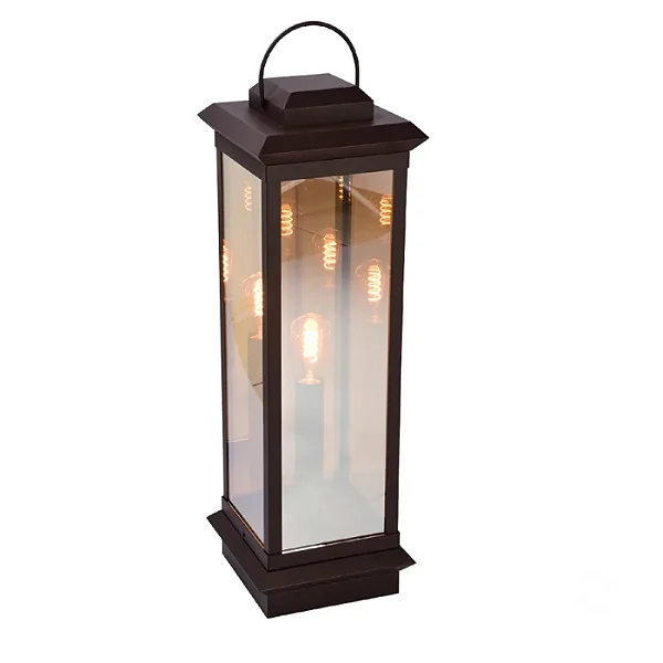 Lanterna Metal Domado 6239 Toscana Trap G E27 Filamento 25x86x25cm Alumínio e Vidro