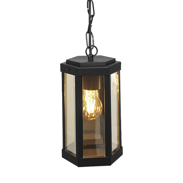 Pendente Metal Domado Retrô Sextavado Mini 5523PP 24cm Alumínio e Vidro E27