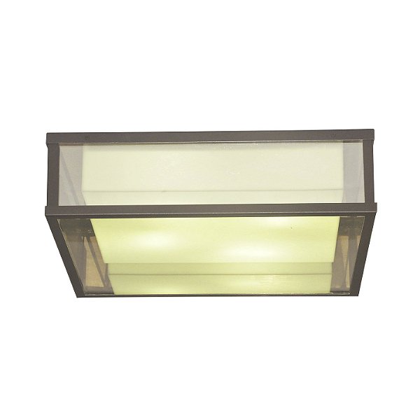 Plafon Metal Domado Retrô Quadrado 5621 50cm Alumínio Acrílico e Vidro E27