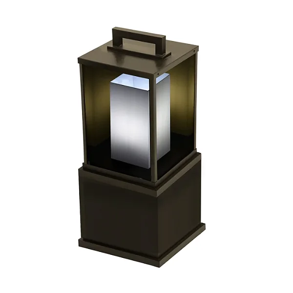 Poste Metal Domado Retrô Quadrado Grande 5631G 70cm Alumínio Policarbonato e Vidro E27