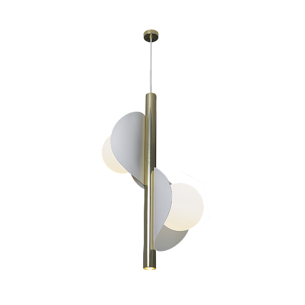 Pendente Metal Domado Perla Haste Vertical 40023 60cm Alumínio Acrílico e Vidro E27 GU10