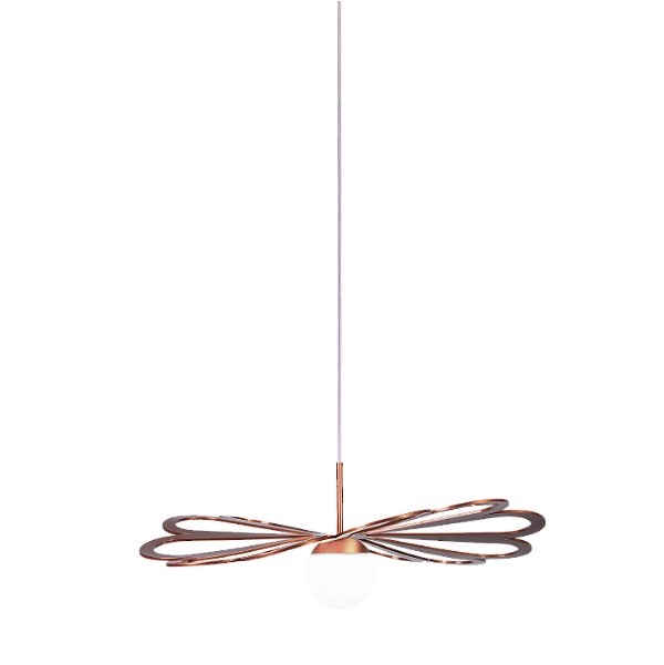 Pendente Metal Domado Fluid Daisy 60cm Ball 6255B Alumínio Acrílico e Vidro G9