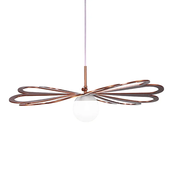 Pendente Metal Domado Fluid Daisy 80cm Ball 6265B Alumínio Acrílico e Vidro E27