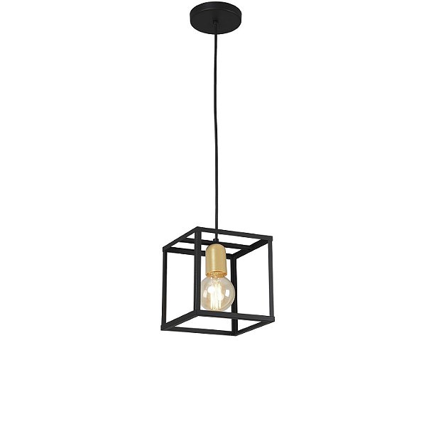 Pendente Thomas Quadro G Metal Domado Código 5916 25cm para Lâmpada Filamento E27 em Alumínio