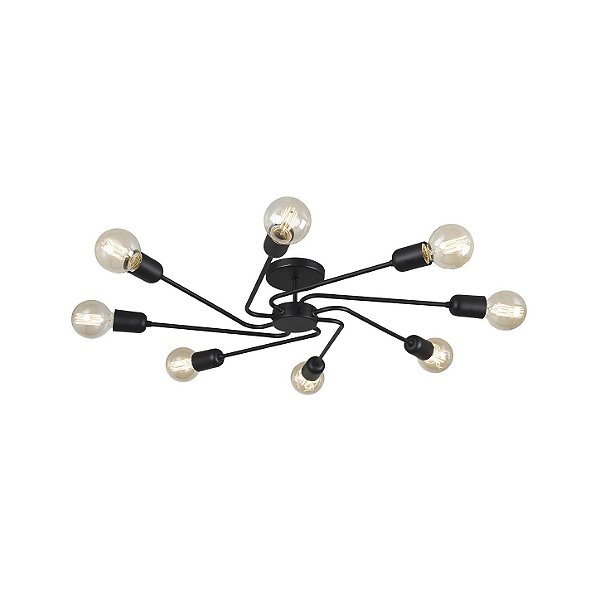 Plafon Thomas Radial com Oito Metal Domado Código 6006 para 8 Lâmpadas Filamento E27 74cm em Alumínio