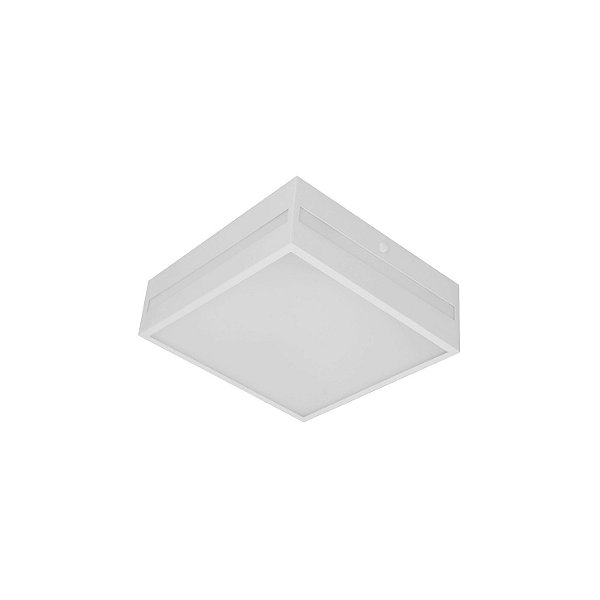 Plafon Quadrado 20cm Corte Lateral Metal Domado Código 31310 para 2 Lâmpadas Bulbo E27 em Alumínio e Vidro