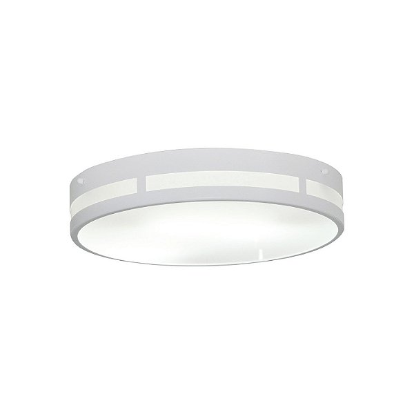Plafon Redondo 30cm Corte Lateral Metal Domado Código 31317 para 2 Lâmpadas Bulbo E27 em Alumínio e Vidro