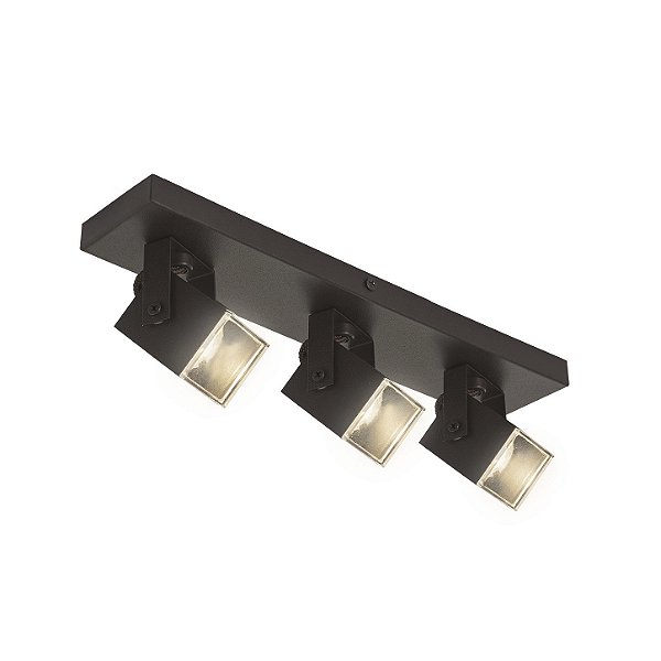 Spot Mini Quadrado Triplo Metal Domado Código 11366 para 3 Lâmpadas Mini Dicróica GU10 LED COB 9W