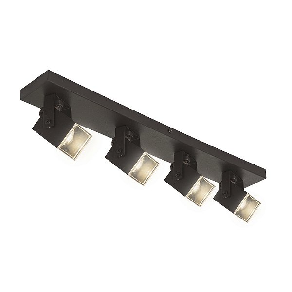 Spot Mini Quadrado com Quatro Metal Domado Código 11367 para 4 Lâmpadas Mini Dicróica GU10 LED COB 12W