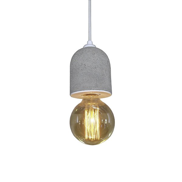 Pendente Stone Cut Metal Domado Código 5600 E27 para 1 Lâmpada Filamento Alumínio e Concreto
