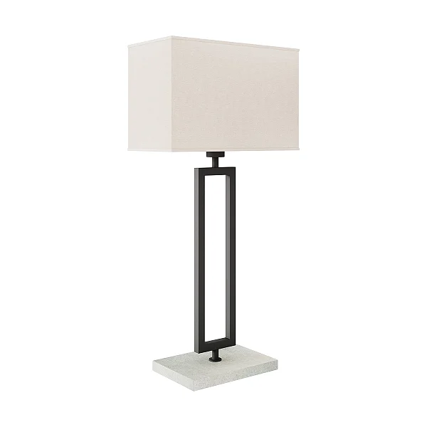 Abajur Foco Metallo Marino Base de Mármore AB-216-BM em Metal 1xE27 para Mesa Lateral, Cabeceira e Escritório