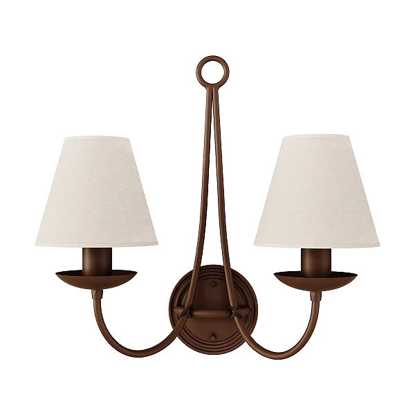 Arandela Foco Metallo Anel AR-101 em Metal 2xE27 para Sala, Hall, Corredor e Quarto