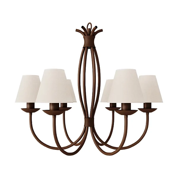 Lustre 6 Puntas LU-400-6 Foco Metallo 6 Lâmpadas E27 | Lustre Decorativo Moderno