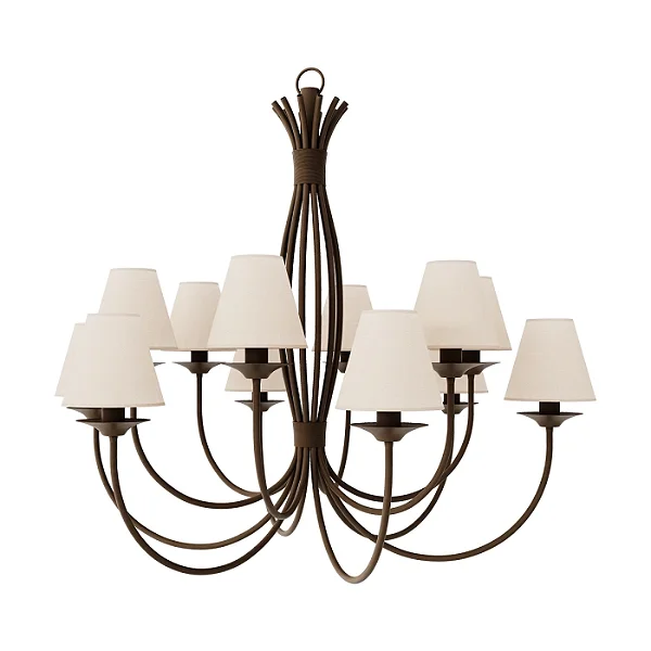 Lustre 12 Puntas LU-400-12 Foco Metallo 12 Lâmpadas E27 | Lustre Decorativo para Pé-Direito Duplo