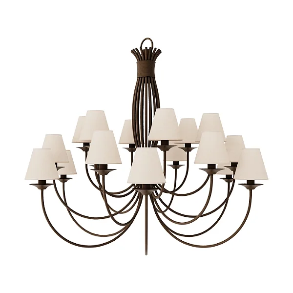 Lustre 18 Puntas LU-400-18 Foco Metallo 18 Lâmpadas E27 | Lustre Decorativo para Pé-Direito Duplo