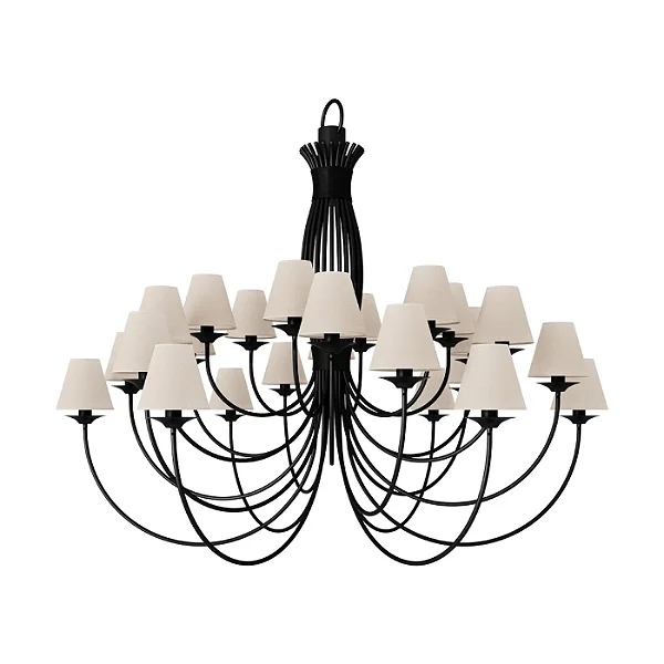 Lustre 24 Puntas LU-400-24 Foco Metallo 24 Lâmpadas E27 | Lustre Decorativo para Pé-Direito Duplo