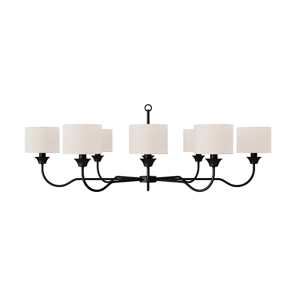 Lustre Alba Alongado LU-431 Foco Metallo 8 Lâmpadas E27 | Lustre Decorativo para Mesa de Jantar