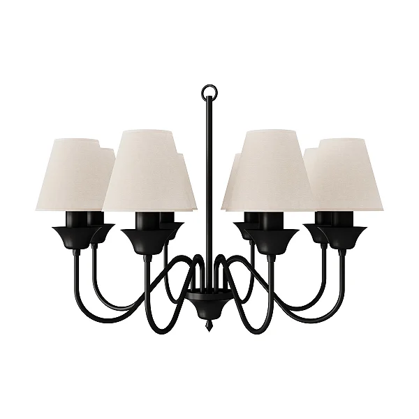 Lustre Belga 8 Braços LU-409-8 Foco Metallo 8 Lâmpadas E27 | Lustre Decorativo Moderno
