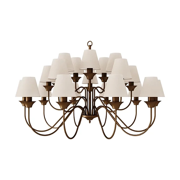 Lustre Belga 20 Braços LU-409-20 Foco Metallo 20 Lâmpadas E27 | Lustre Decorativo para Pé-Direito Duplo