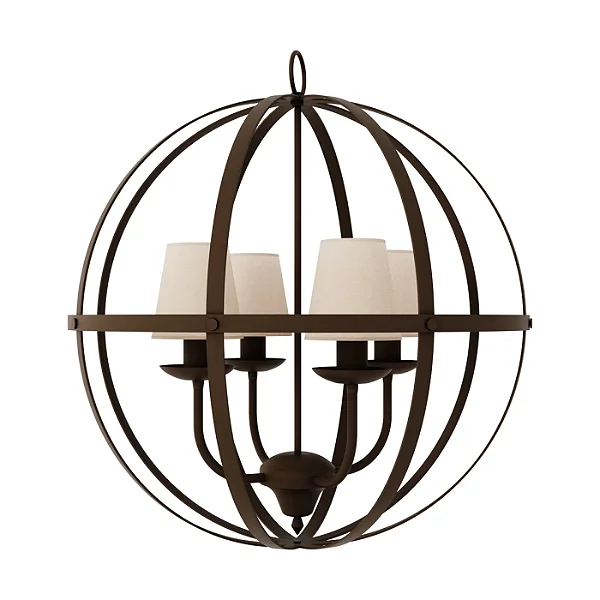 Lustre Pendente Globo 60cm 4x E27 Moderno para Sala de Jantar, Hall e Pé Direito Foco Metallo LU-404-4