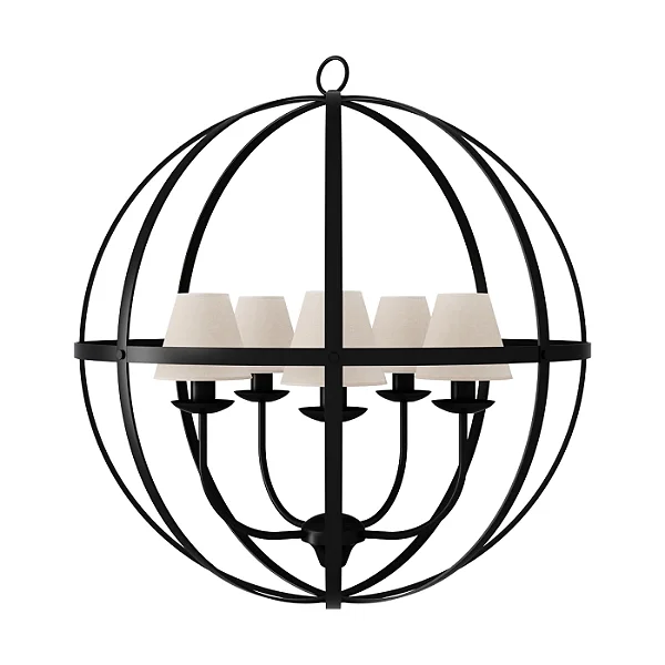 Lustre Pendente Globo Grande 80cm 5x E27 para Sala de Jantar, Hall e Pé Direito Duplo Foco Metallo LU-404-5