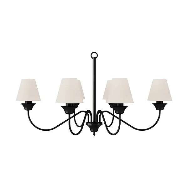 Lustre Horizontal 6 Braços 6x E27 para Sala de Jantar, Living e Mesa Grande Foco Metallo LU-405-6