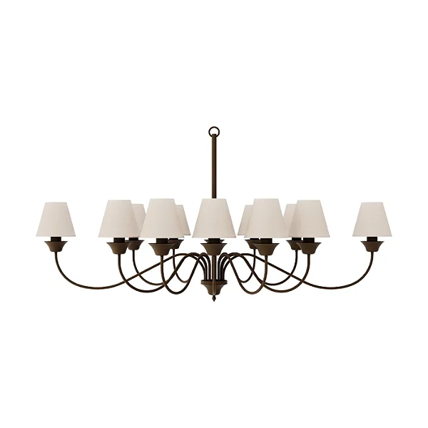 Lustre Horizontal 12 Braços 12x E27 para Mesa Grande, Sala de Jantar e Pé Direito Foco Metallo LU-405-12