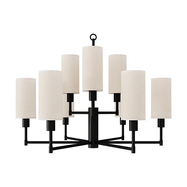 Lustre Mântua 9 Lâmpadas E27 para Sala de Jantar, Living e Hall Sofisticado Foco Metallo LU-424