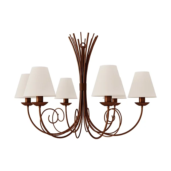 Lustre Neo 6 Braços 6 Lâmpadas E27 para Sala de Jantar, Living e Hall Foco Metallo LU-406-6