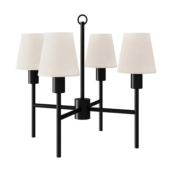 Lustre Tocheiro Mini 4 Lâmpadas E27 para Sala de Jantar, Quarto e Hall Foco Metallo LU-411-M