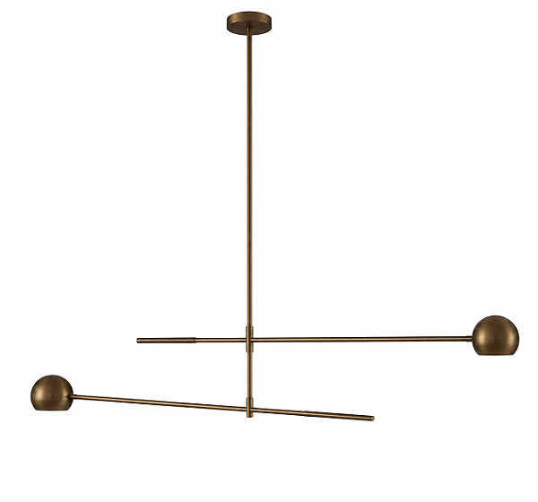 Pendente Astro Duplo Cúpula Moon Articulado 80cm 2x GU10 para Mesa de Jantar Foco Metallo PE-528-80
