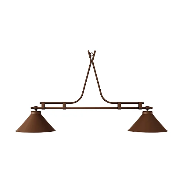 Pendente Atlântico 1,20m com 2 Cúpulas 31cm 2x E27 para Mesa de Jantar Foco Metallo PE-601-31