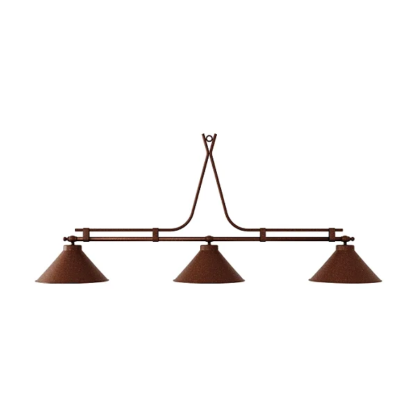 Pendente Atlântico 1,50m com 3 Cúpulas 31cm 3x E27 para Mesa de Jantar Foco Metallo PE-602-31
