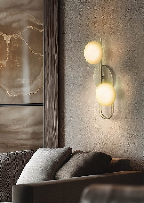Arandela Itamonte Mali 285-302 38cm LED Integrado 2x4W 400lm 3000K em Alumínio e Vidro Fosco Branco 230V