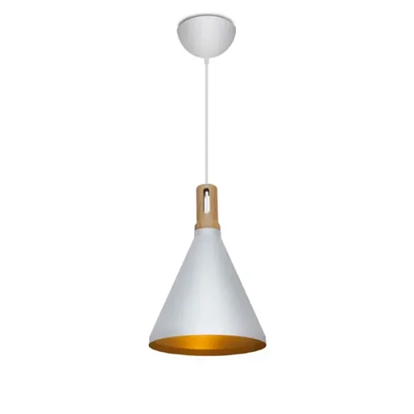 Pendente Itamonte Aluminium 422 422/1 Ø260x380mm 1x E27 em Alumínio e Madeira para LED Bulbo A60