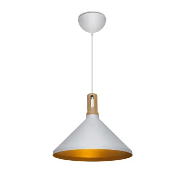 Pendente Itamonte Aluminium 424 424/1 Ø370x310mm 1x E27 em Alumínio e Madeira para LED Bulbo A60