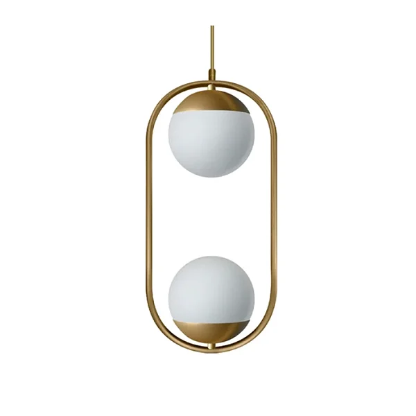Pendente Itamonte Milla P2 474/2 460x220mm 2 Globos Ø150mm 2x G9 em Alumínio e Vidro Fosco Branco