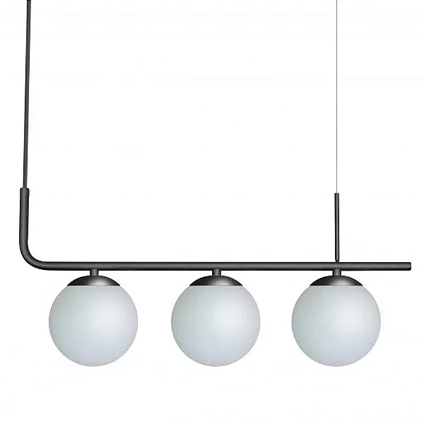 Pendente Itamonte Petit 499/3 520x100mm 3 Globos Ø120mm 3x G9 em Alumínio e Vidro Fosco Branco
