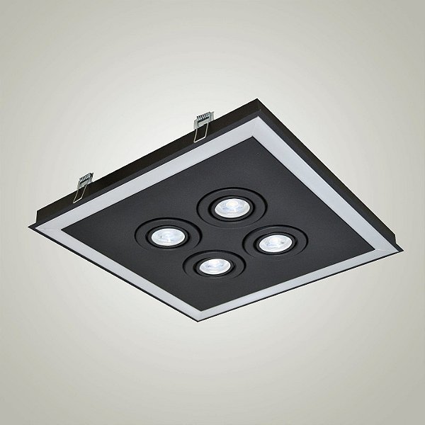 Luminária de Embutir Itamonte Tech Set 350 x 350 mm LED Integrado 30W + 4 GU10 Perfil Slim 4000K 2047-401