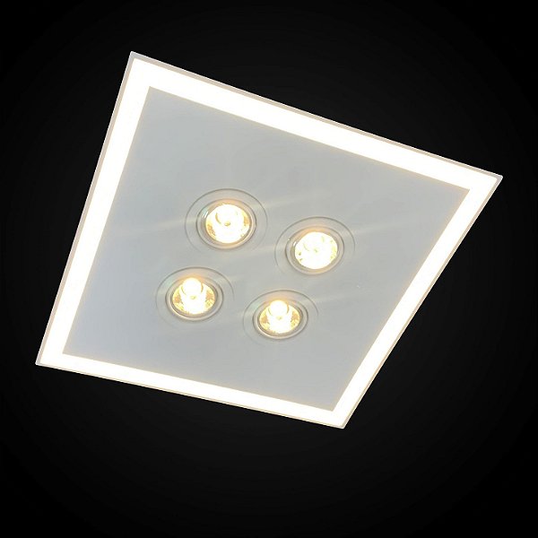 Luminária de Embutir Itamonte Tech Set 480 x 480 mm LED Integrado 42W + 4 AR70 GU10 Perfil Slim 2049-301