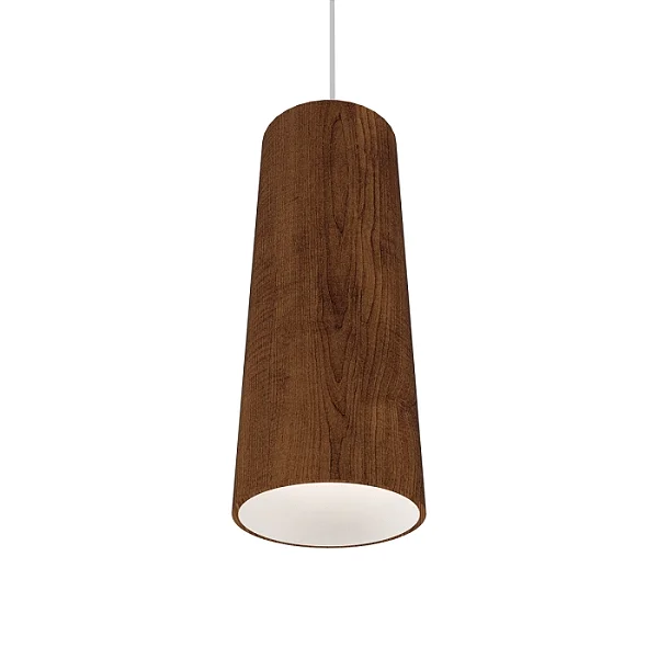 Pendente Accord Cônico A-116 12x30cm em Madeira Design Moderno