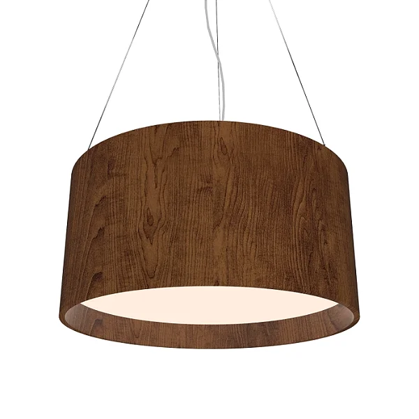 Pendente Accord Cilíndrico A-202 50x25cm em Madeira Design Contemporâneo