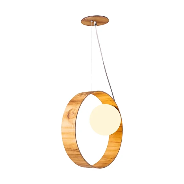 Pendente Accord Sfera A-620 15x35cm em Madeira Design Contemporâneo