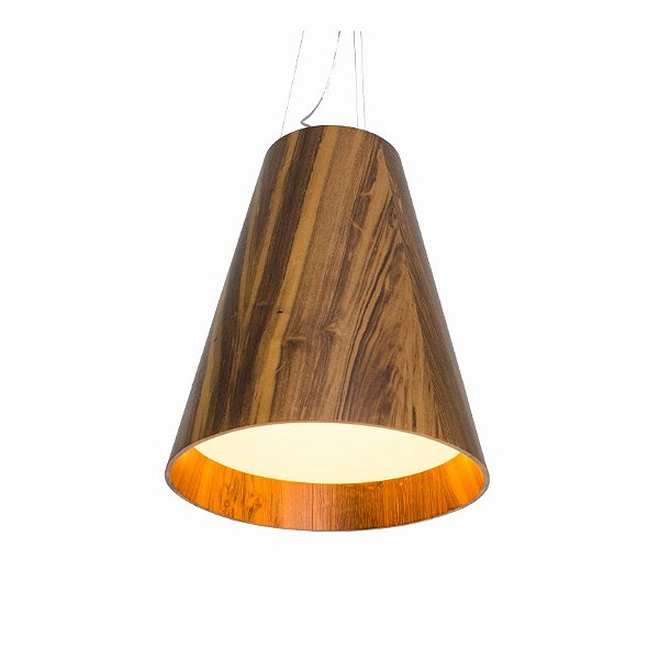 Pendente Accord Cônico A-1146 50x61cm em Madeira Design Contemporâneo