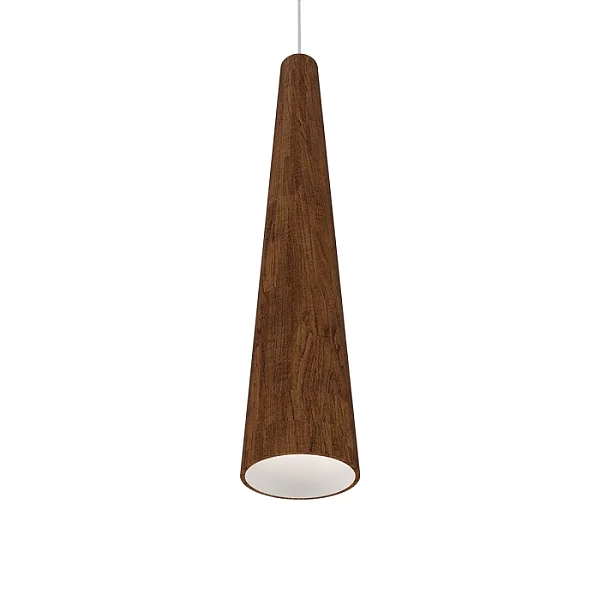 Pendente Accord Cônico A-1280 16x70cm em Madeira Design Contemporâneo