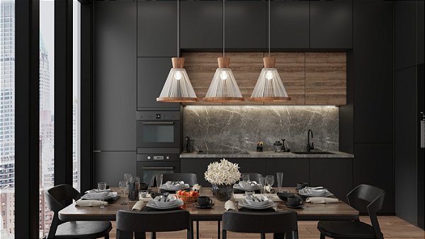 Cluster Pendente Accord Corda A-1538 Design Contemporâneo Decorativo