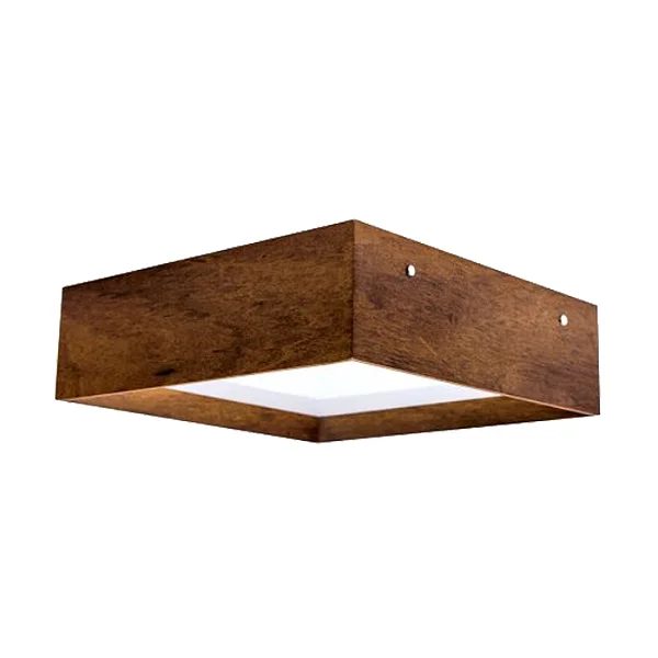 Plafon Accord Iluminação Meio Squadro A-494 40x40x12cm Design Moderno em Madeira